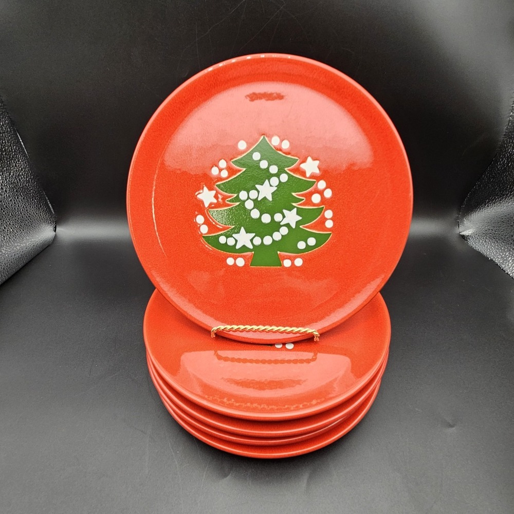 5 Waechtersbach Christmas Tree Red Salad/Dessert Plate 7-3/4" Set of 5